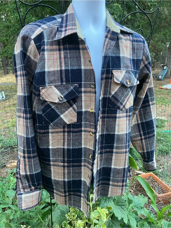1970’s Sears Sportswear Acrylic flannel plaid men’s shirt size M